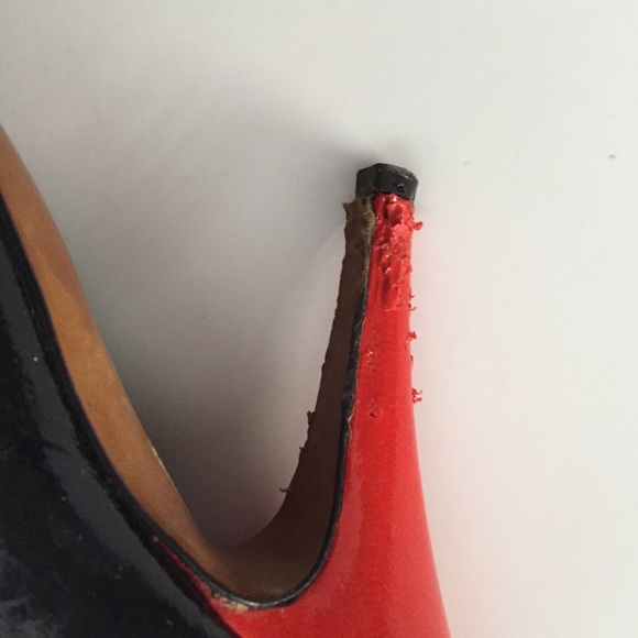 Moschino cheap and chic designer cheapandchic black patent red heel bow 6 as is - Picture 15 of 16